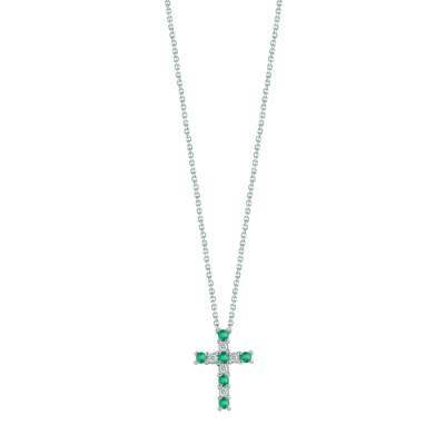 Collana Jasmine oro bianco, diamanti e smeraldi