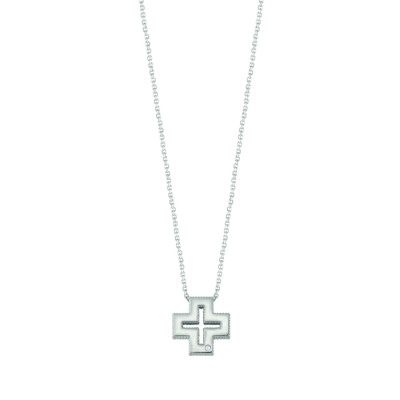 Collana Joy oro bianco con diamante Croce
