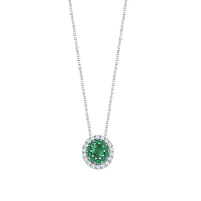 Collana Prestige in oro bianco con diamanti e smeraldi