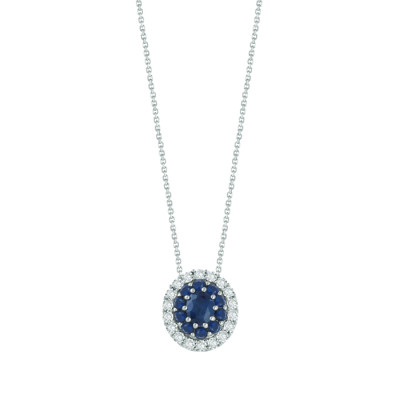 Collana Prestige in oro bianco con diamanti e zaffiri blu