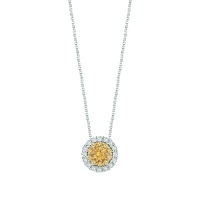 Collana Prestige in oro bianco con diamanti e zaffiri gialli