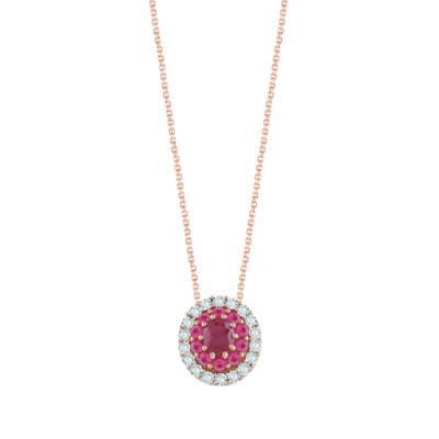 Collana Prestige in oro rosa con diamanti e rubini