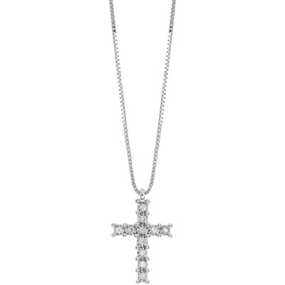 Collana Rugiada Croce in oro bianco con diamanti