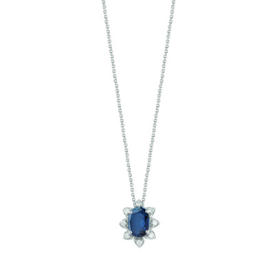 Collana Vittoria in oro bianco, brillanti e zaffiro