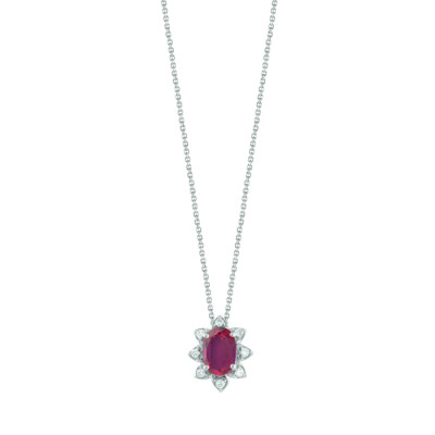 Collana Vittoria in oro bianco, brillanti e rubino
