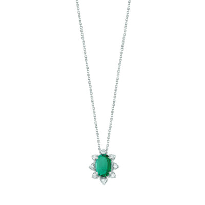 Collana Vittoria in oro bianco, brillanti e smeraldo