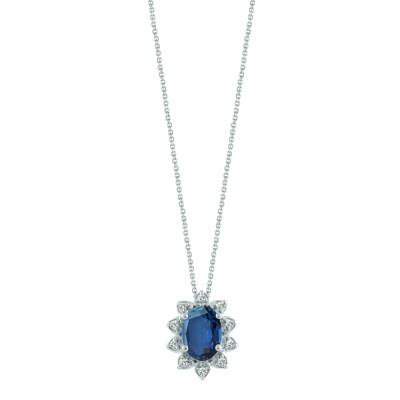Collana Vittoria in oro bianco, brillanti e zaffiro
