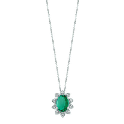 Collana Vittoria in oro bianco, brillanti e smeraldo