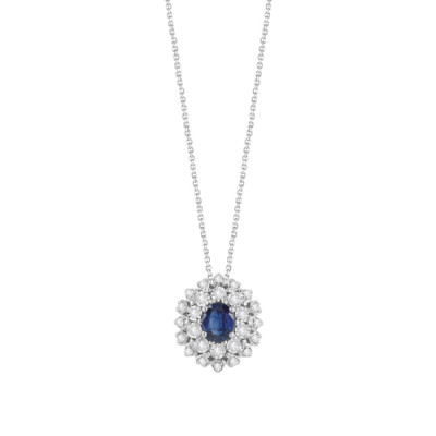 Collana Vittoria in oro bianco, brillanti e zaffiro
