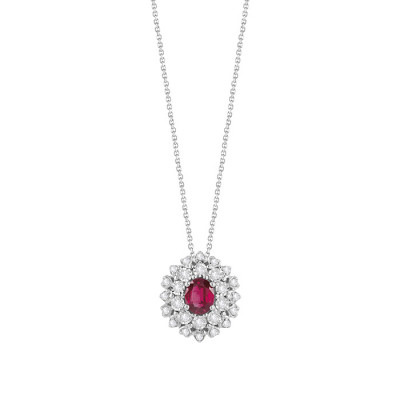 Collana Vittoria in oro bianco, brillanti e rubino