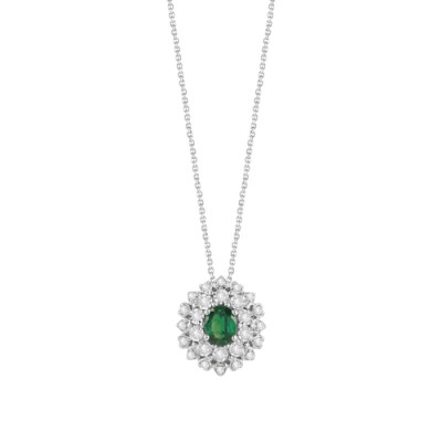 Collana Vittoria in oro bianco, brillanti e smeraldo