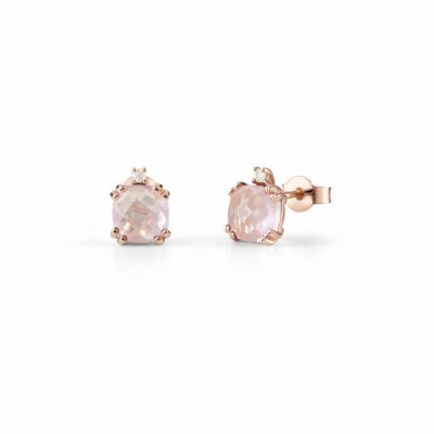 Orecchini Joy Candy con diamante e quarzo rosa