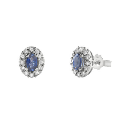 Orecchini Regal in oro bianco con diamanti e zaffiri