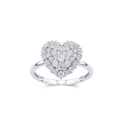 Anello Rugiada in oro bianco con diamante e pavé di diamanti