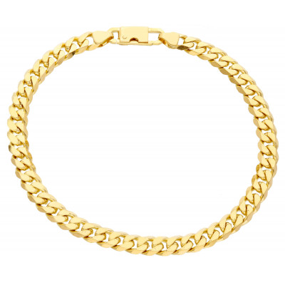 Bracciale grumetta compatta in oro giallo 22 cm