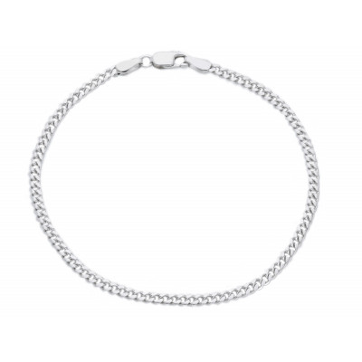 Bracciale grumetta ovale in oro bianco 19 cm