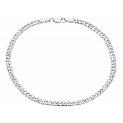 Bracciale grumetta ovale in oro bianco 21 cm