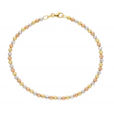 Bracciale Beads in oro giallo, bianco e rosa