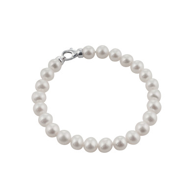 Bracciale in argento con diamante e perle freshwater bianche