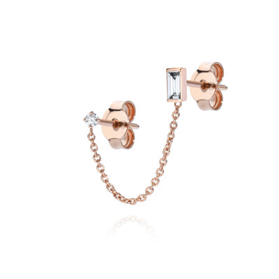 Orecchino Baguette Twin Solitaire