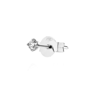 Orecchino White Solitaire Pin White M