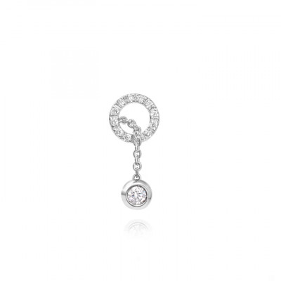 Orecchino Solitaire Bubble White Destro