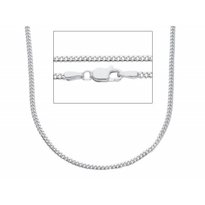Catena grumetta ovale in oro bianco 60 cm