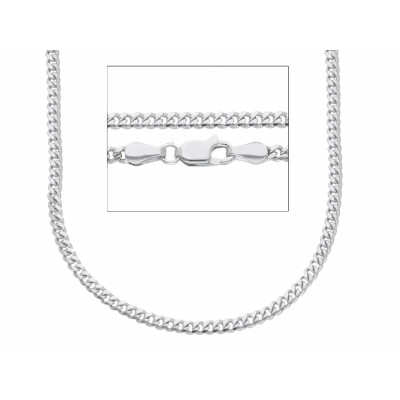 Catena grumetta ovale in oro bianco 50 cm