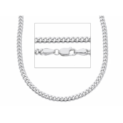 Catena grumetta ovale in oro bianco 60 cm