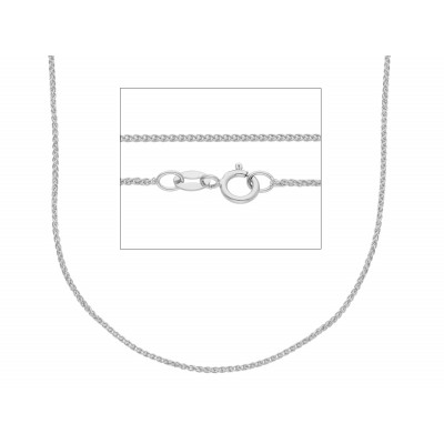 Catena spiga filo 0,25 in oro bianco 60 cm
