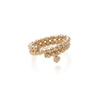 Anello porta ciondoli in oro rosa 9Kt, con pendente micro galletto
