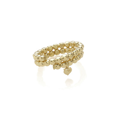 Anello porta ciondoli in oro giallo 9Kt, con pendente micro galletto