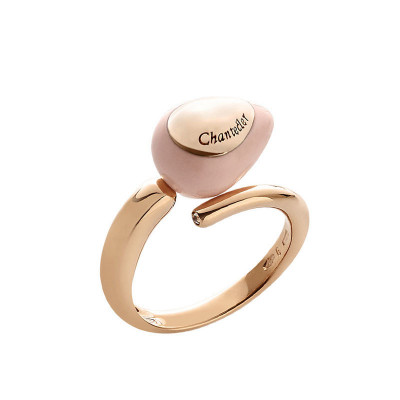 Anello Contrariè Goccia singola micro Corallo Rosa