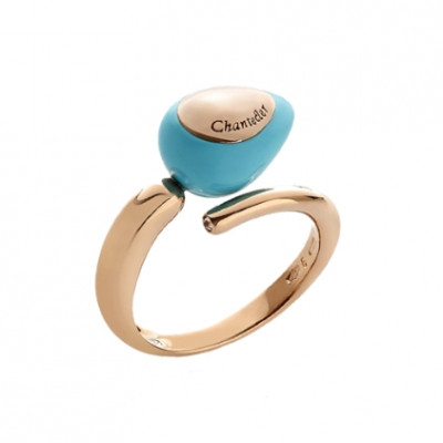 Anello Contrariè Goccia singola micro Corallo Turchese