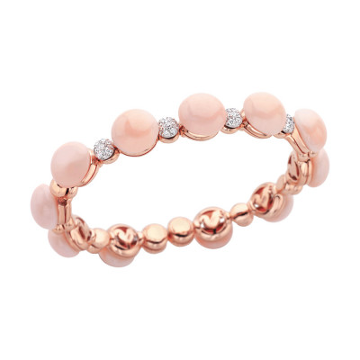 Bracciale in oro rosa, diamanti e corallo rosa
