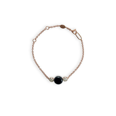 Bracciale in oro bianco, diamanti e onice