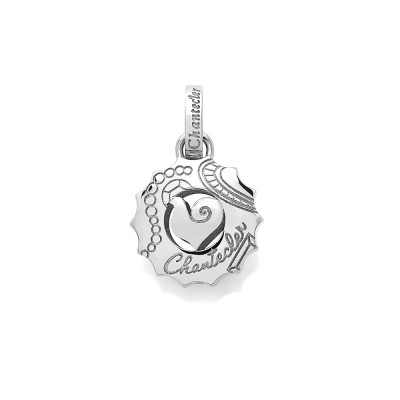 Ciondolo medio logo in oro bianco 9kt