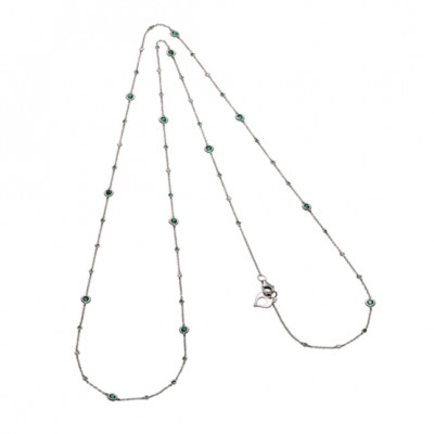 Collana Capri oro bianco, diamanti e smeraldi