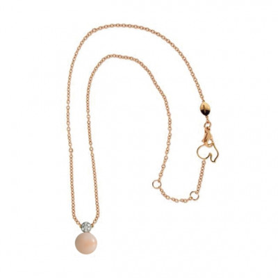 Collana in oro rosa, diamanti e corallo rosa