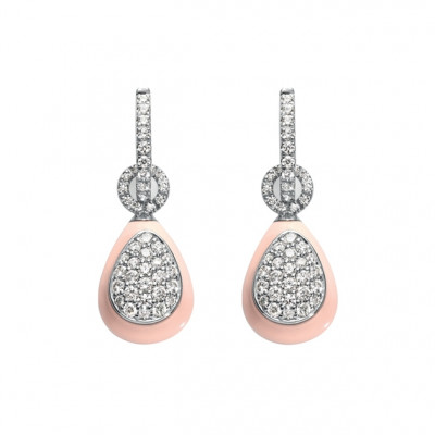 Orecchini Capriful piccoli Goccia Corallo Rosa Diamanti