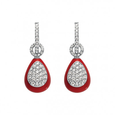 Orecchini Capriful piccoli Goccia Corallo Rosso Diamanti