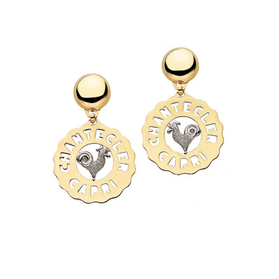 Orecchini medi Gallo in oro giallo e diamante