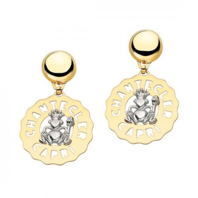 Orecchini medi Principe Ranocchio in oro giallo, bianco e diamante