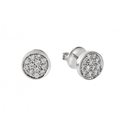 Orecchini lobo Paillettes in oro bianco 18Kt e pavè di diamanti