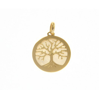 Ciondolo albero della vita in oro giallo e madreperla