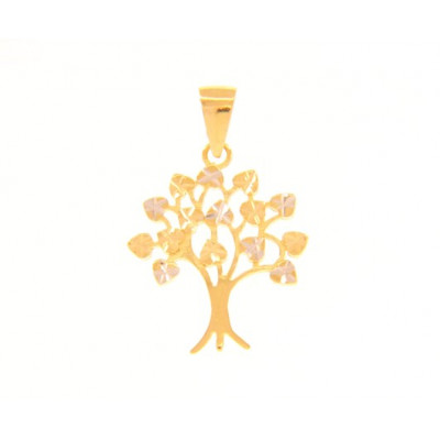 Ciondolo albero della vita in oro giallo e bianco