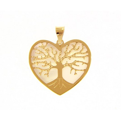 Ciondolo albero della vita in oro giallo e madreperla 