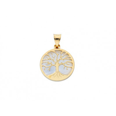 Ciondolo albero della vita in oro giallo e madreperla