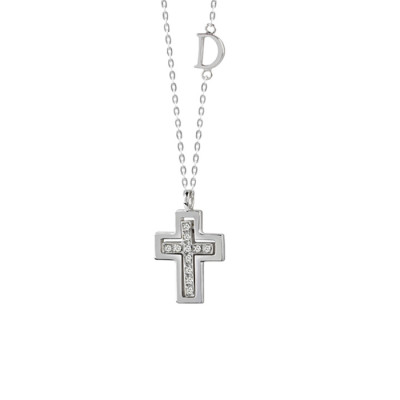 Collana croce in oro bianco e diamanti