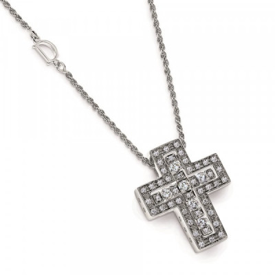Collana croce in oro bianco e diamanti